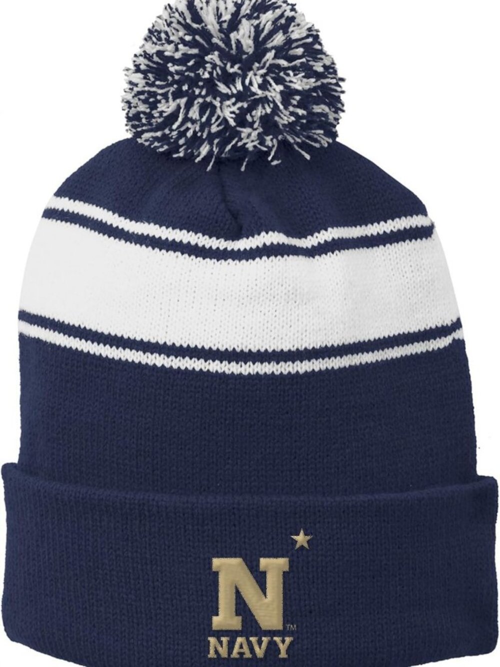 Cozy NCAA Team Pom Pom Beanie with Stripe Design - Perfect for Game Day!